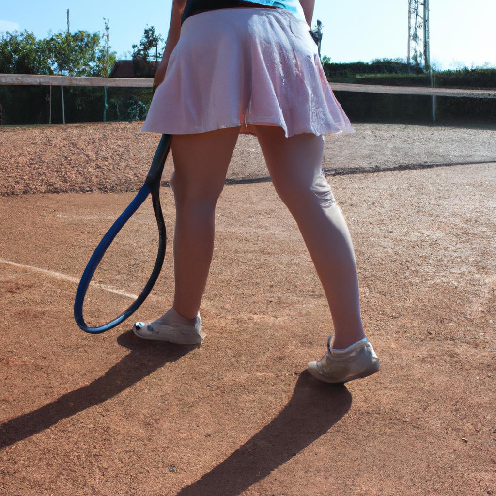Person playing tennis in skirt