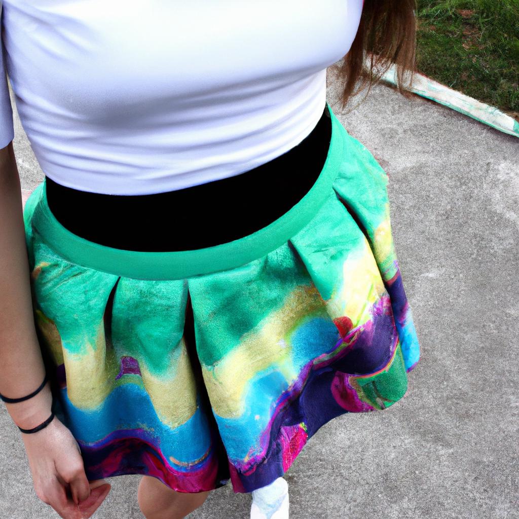Person wearing colorful tennis skirt